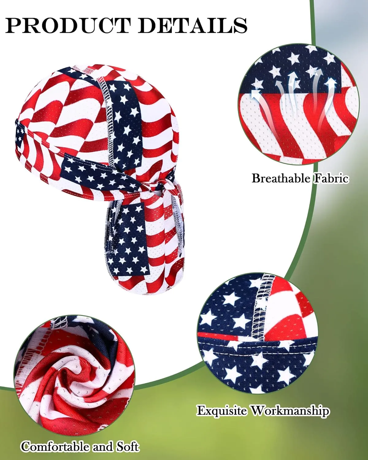 Foaincore 8 Pack Do Rag Skull Caps for Men Sweat Wicking Doo Rags Cooling Helmet Liner Cycling Motorcycle Bandana
