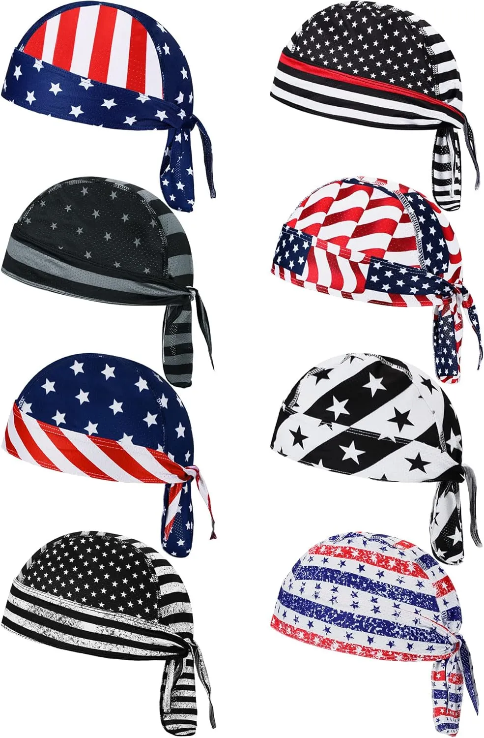 Foaincore 8 Pack Do Rag Skull Caps for Men Sweat Wicking Doo Rags Cooling Helmet Liner Cycling Motorcycle Bandana