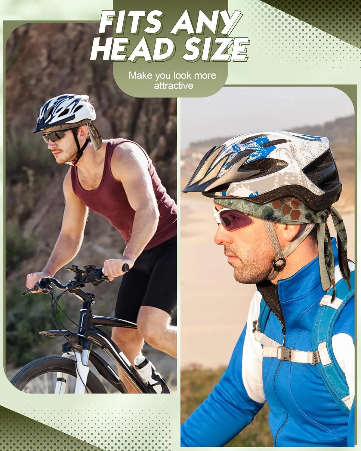 Foaincore 8 Pack Do Rag Skull Caps for Men Sweat Wicking Doo Rags Cooling Helmet Liner Cycling Motorcycle Bandana