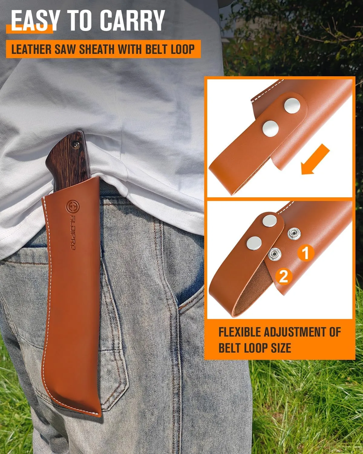 Folding Pruning Saw 10 Inch with Leather Sheath and Wenge Wooden Handle, SK5 Steel Blade, Foldable Hand Saw for Camping, Survival, Wood Cutting, Bushcraft and Tree Trimming
