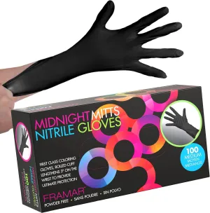 FRAMAR Powder Free Nitrile Gloves Medium – 12 INCH Black Gloves Disposable Latex Free, Guantes De Nitrile, For Hair Dye, Cleaning, Tattoo – Extra Durable & Resistant – 100 Pack