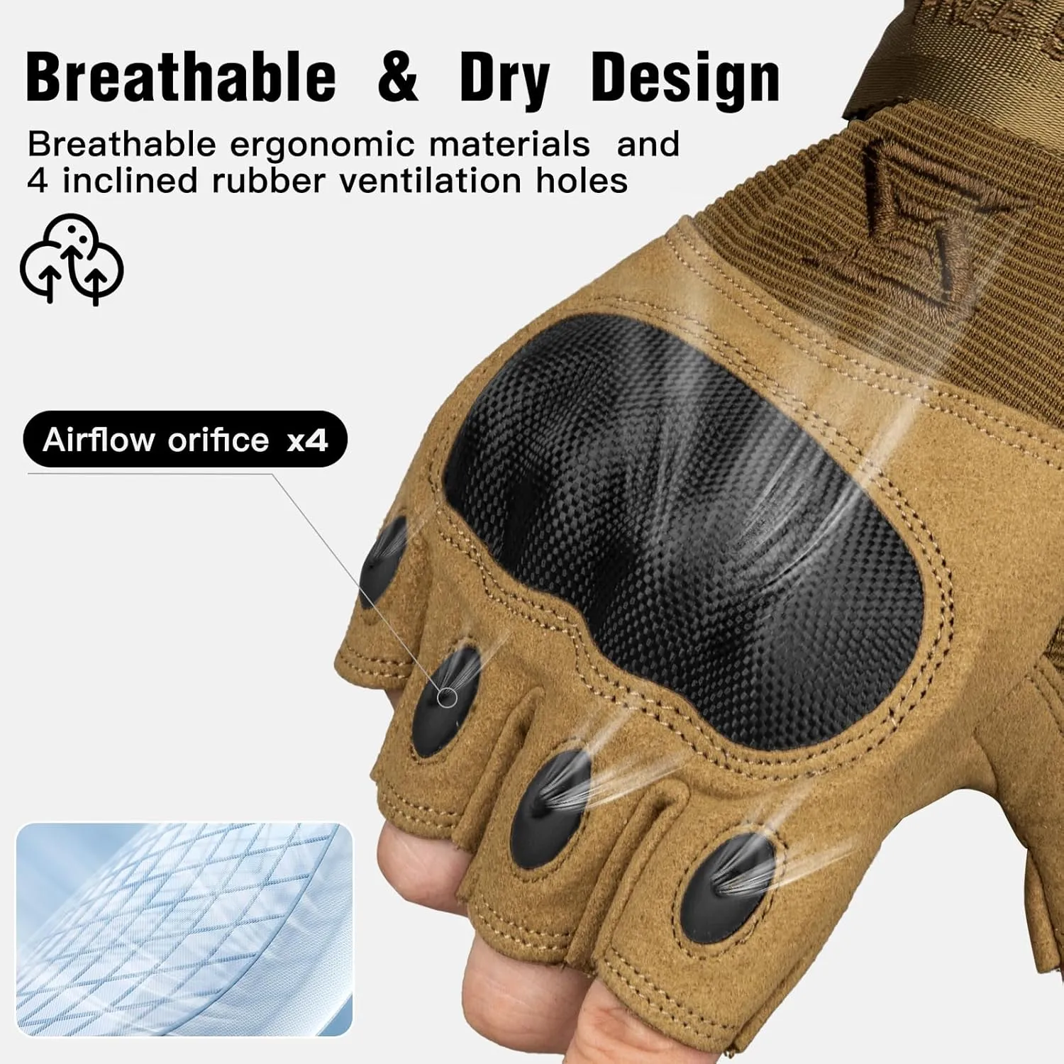 FREE SOLDIER Outdoor Gloves for Men, Fingerless Motorcycle Gloves for Cycling Hiking Camping Climbing, Airsoft Gloves for Paintball
