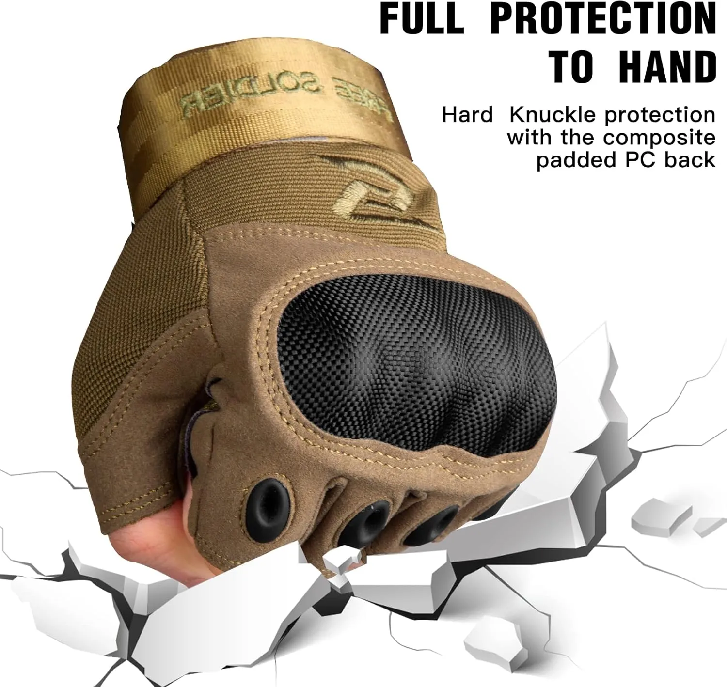 FREE SOLDIER Outdoor Gloves for Men, Fingerless Motorcycle Gloves for Cycling Hiking Camping Climbing, Airsoft Gloves for Paintball