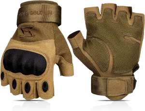 FREE SOLDIER Outdoor Gloves for Men, Fingerless Motorcycle Gloves for Cycling Hiking Camping Climbing, Airsoft Gloves for Paintball