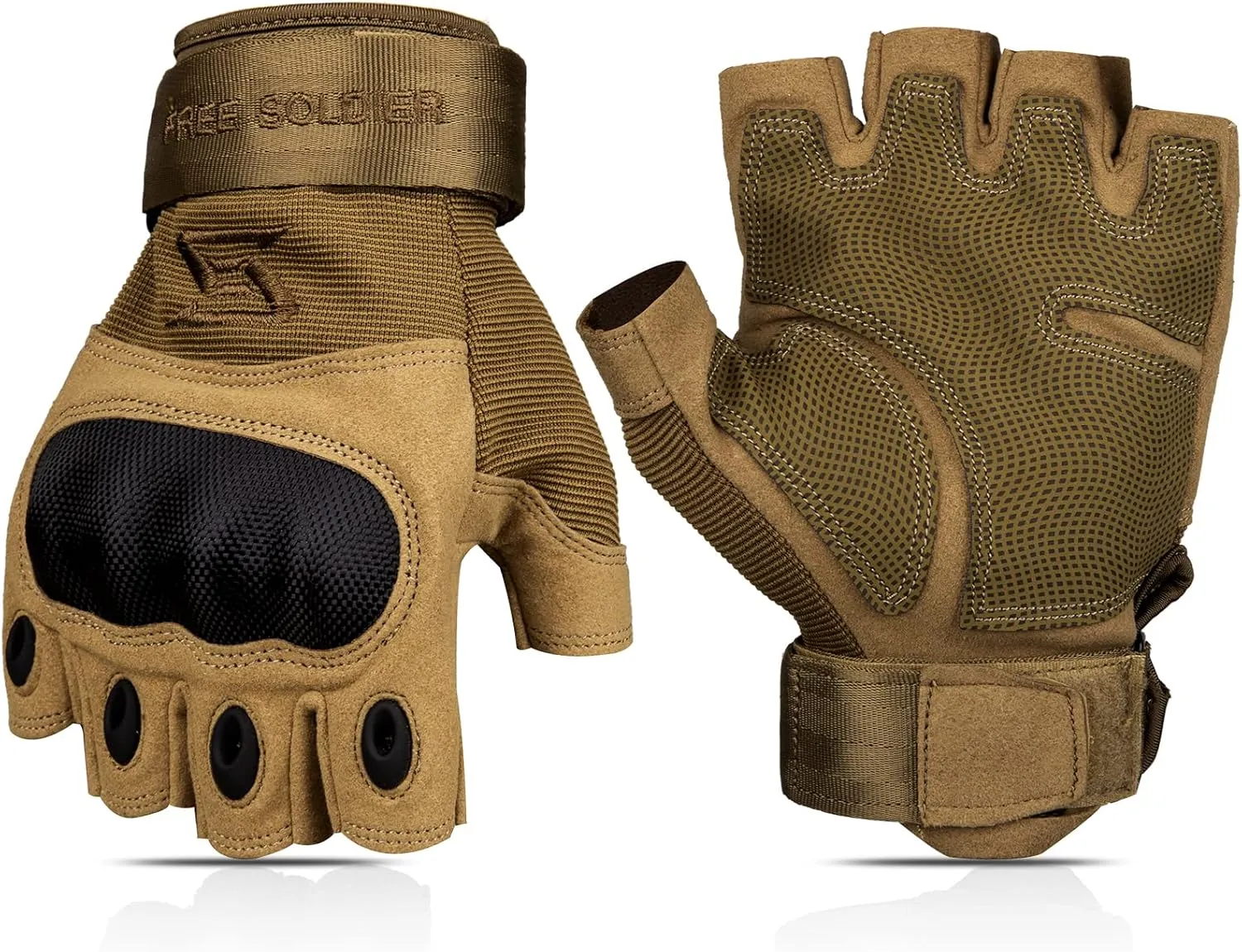 FREE SOLDIER Outdoor Gloves for Men, Fingerless Motorcycle Gloves for Cycling Hiking Camping Climbing, Airsoft Gloves for Paintball