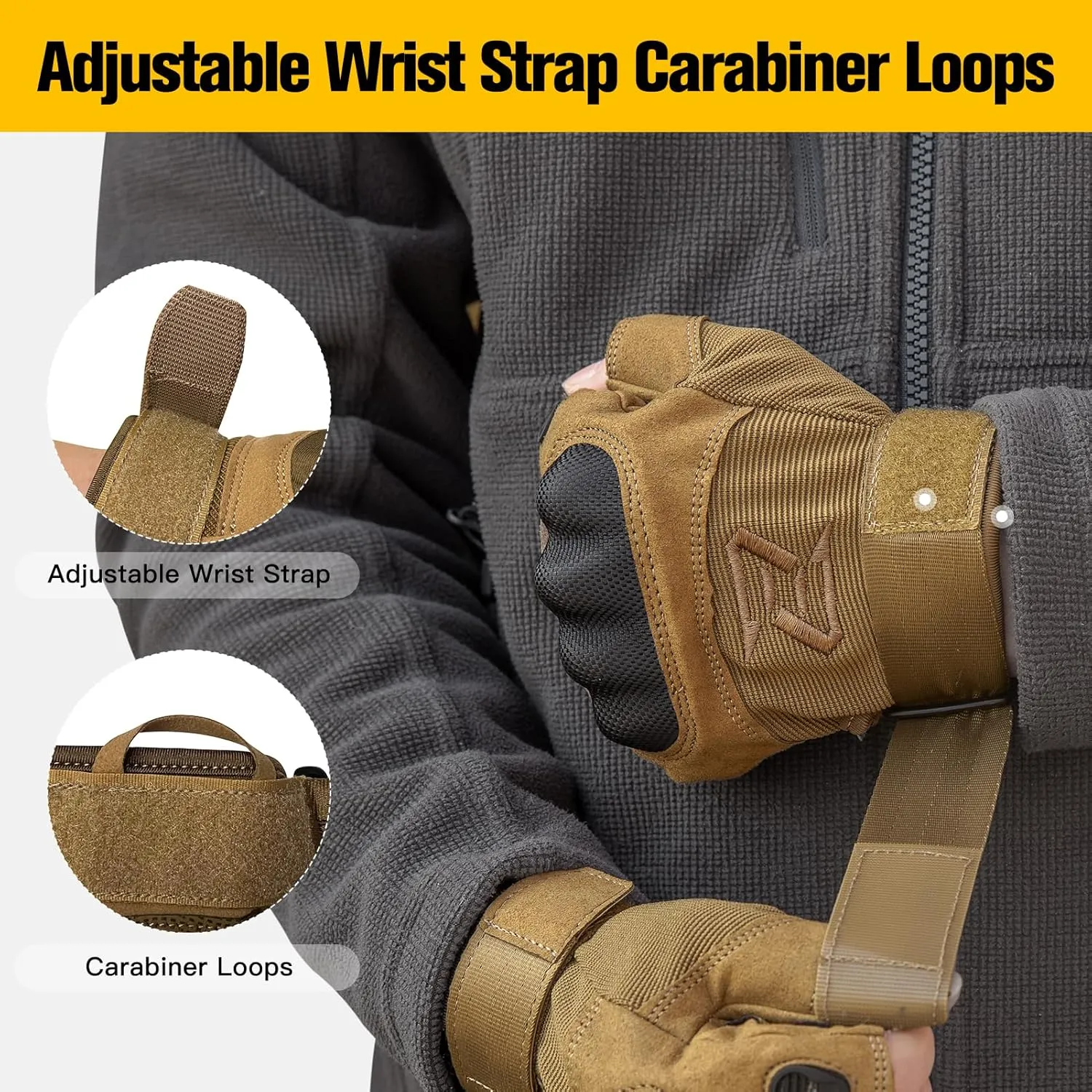 FREE SOLDIER Outdoor Gloves for Men, Fingerless Motorcycle Gloves for Cycling Hiking Camping Climbing, Airsoft Gloves for Paintball