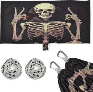 Funny Halloween Skeleton Camping Hammock, 330 lbs with 2 Tree Straps, Carry Bag, Single Portable Hammock for Outdoor/Indoor, Hiking, Beach, Backpacking, Travel