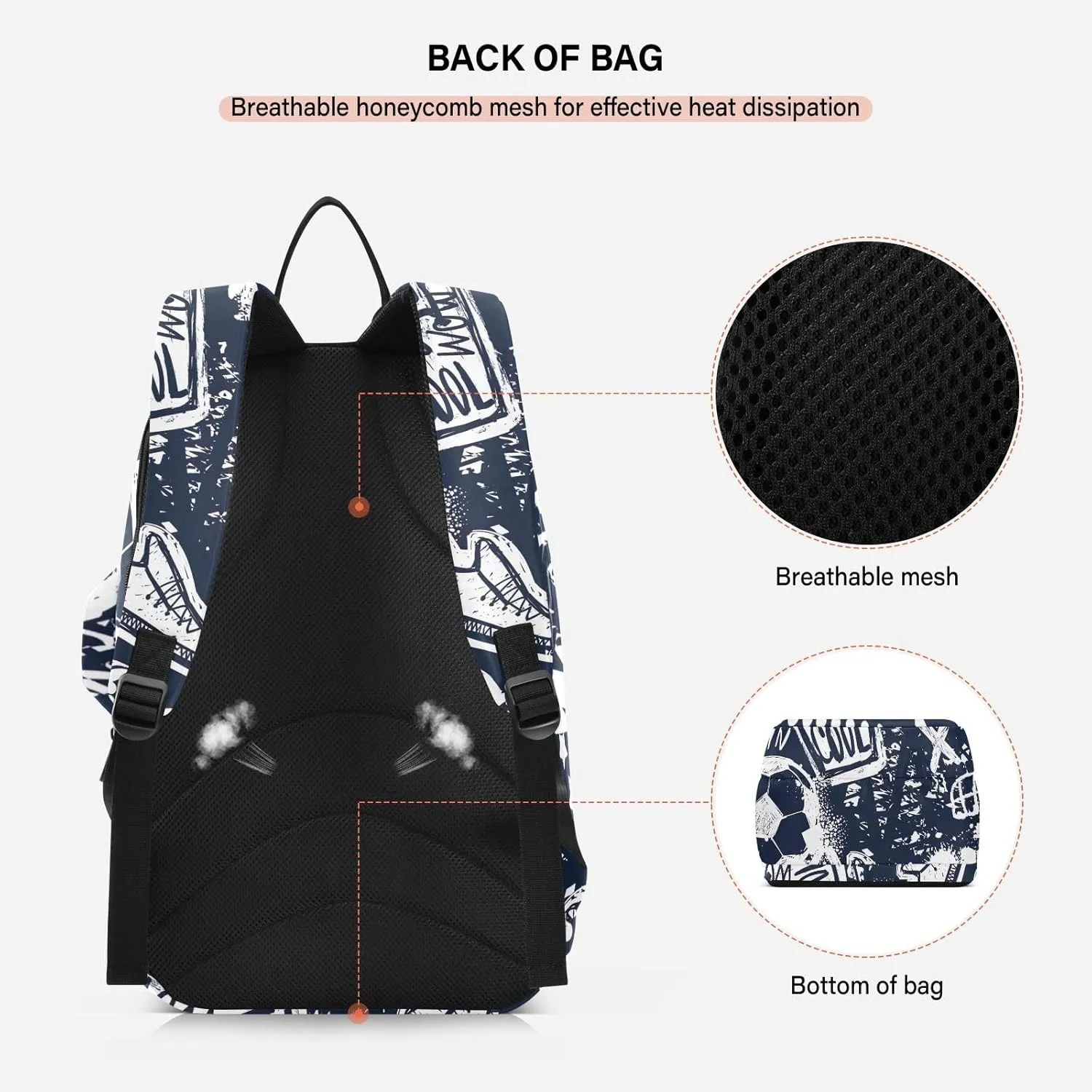 GAIGEO Cool Street Basketball Grey Tennis Backpack, Expandable Tennis Bag 2 Rackets, Sandwich Mesh Back, Breathable not Stuffy