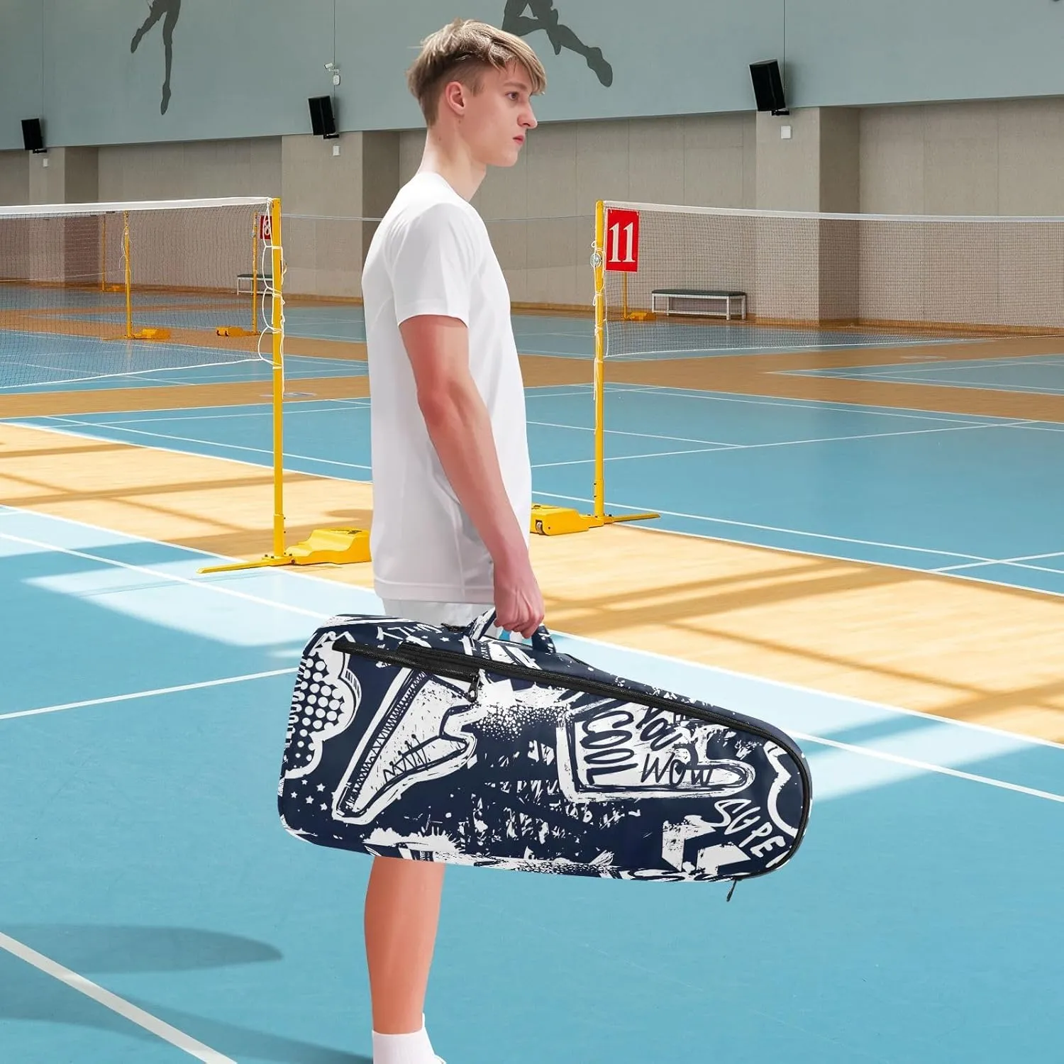 GAIGEO Cool Street Basketball Grey Tennis Backpack, Expandable Tennis Bag 2 Rackets, Sandwich Mesh Back, Breathable not Stuffy