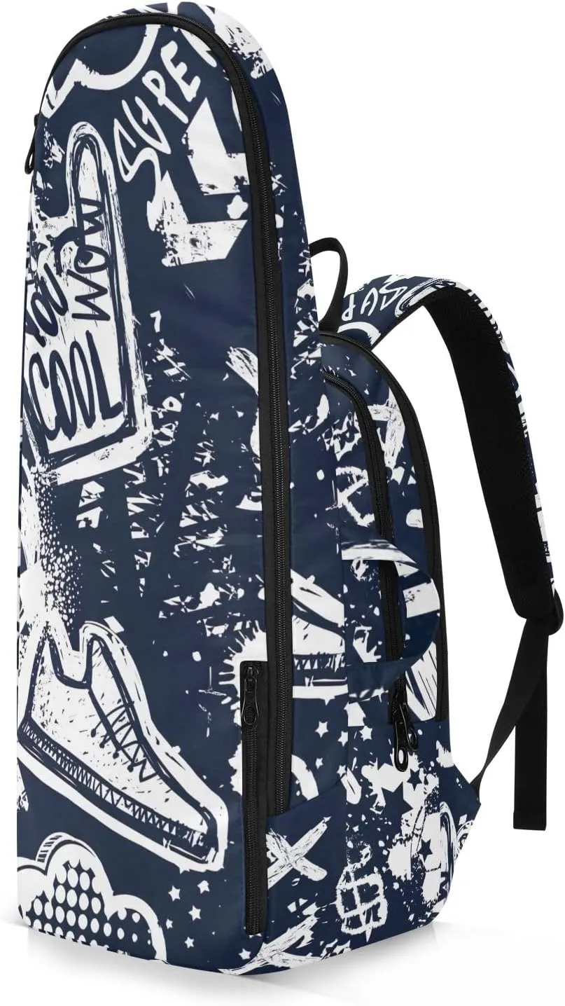 GAIGEO Cool Street Basketball Grey Tennis Backpack, Expandable Tennis Bag 2 Rackets, Sandwich Mesh Back, Breathable not Stuffy