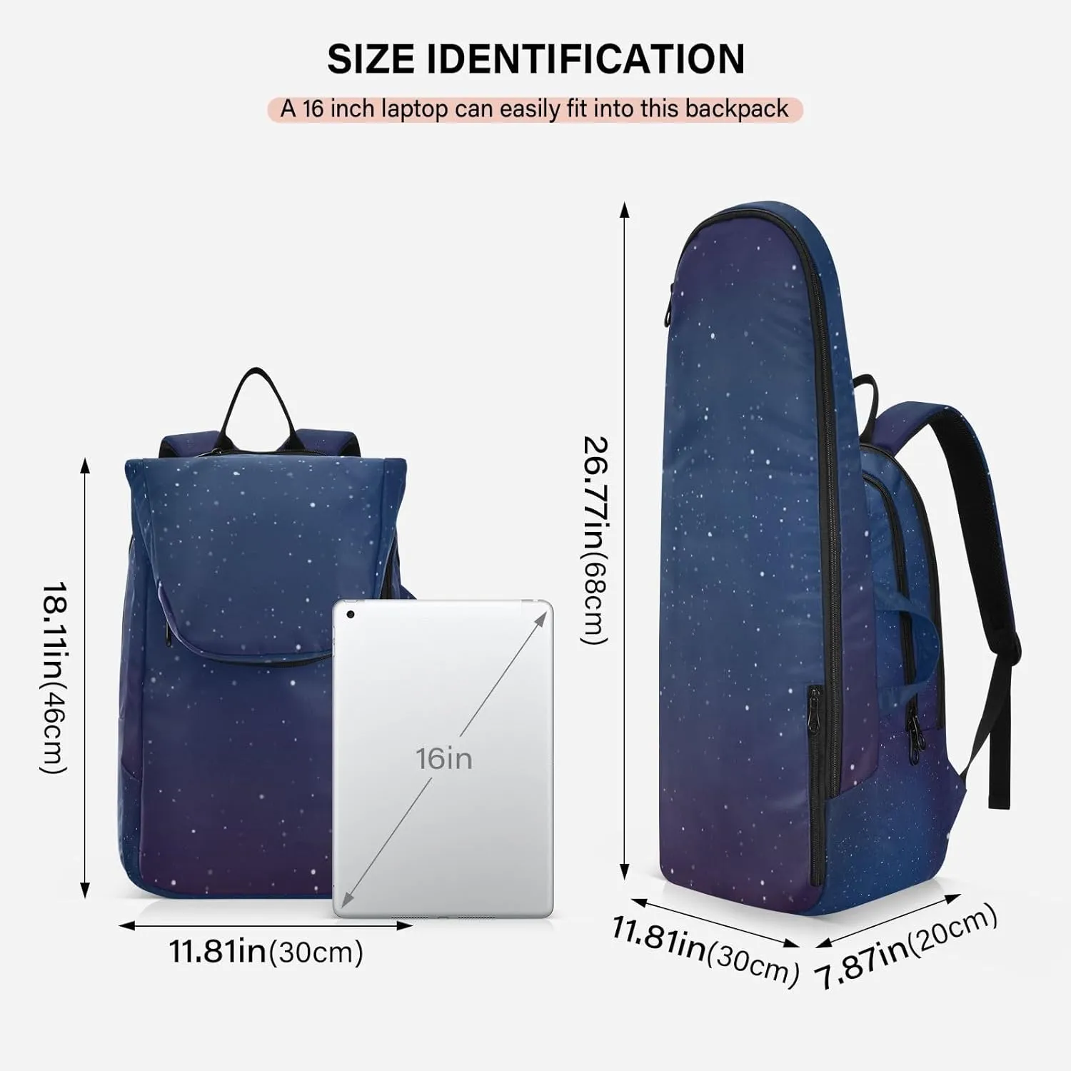 GAIGEO Dark Blue Sky Glitter Stars Sport Bag, Large Capacity Pickleball Ball Holder, Various Storage Methods