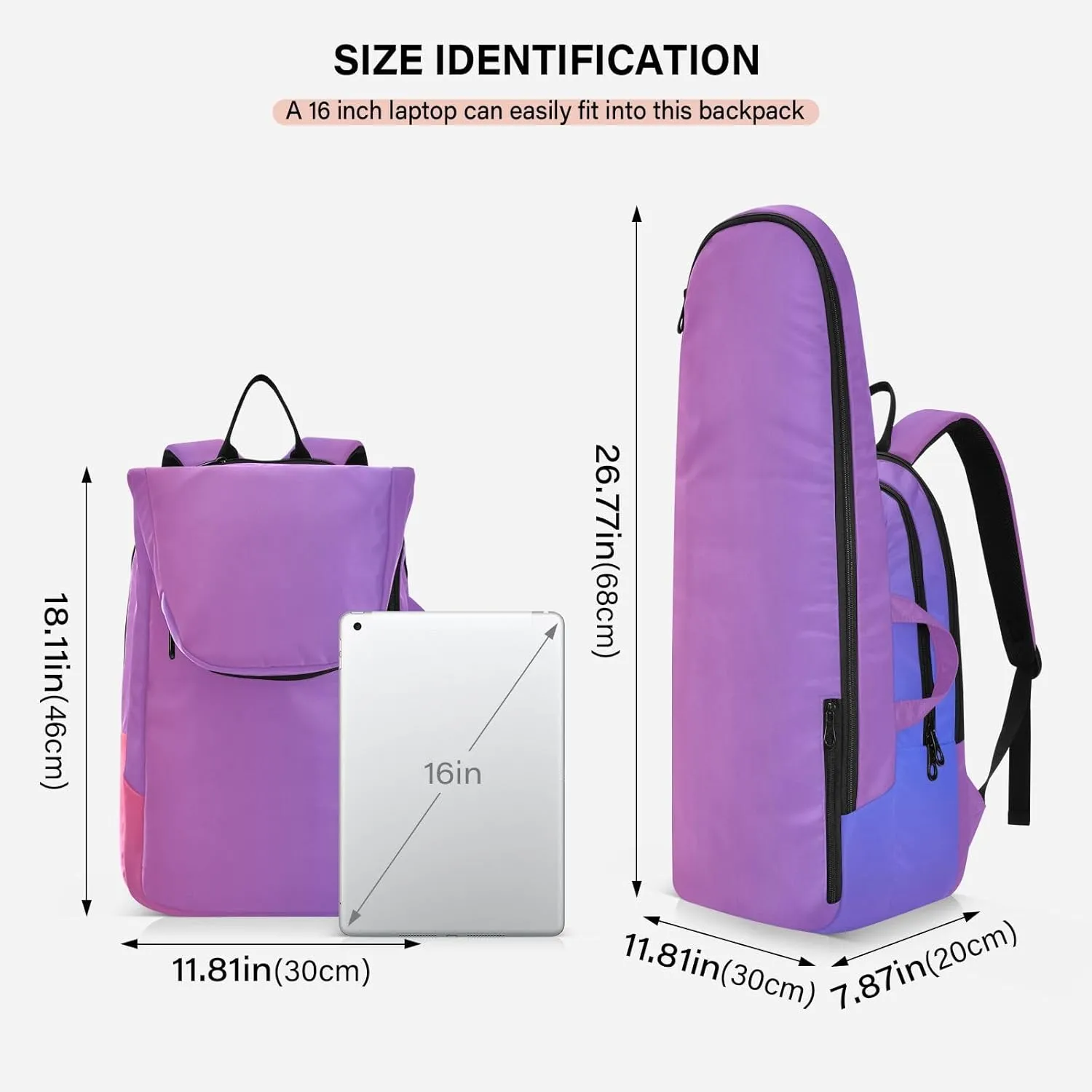 GAIGEO Pink Green Gradient Pickleball Bag, Large Space Pickleball Bags for Women, Durable Polyester, Printing Design