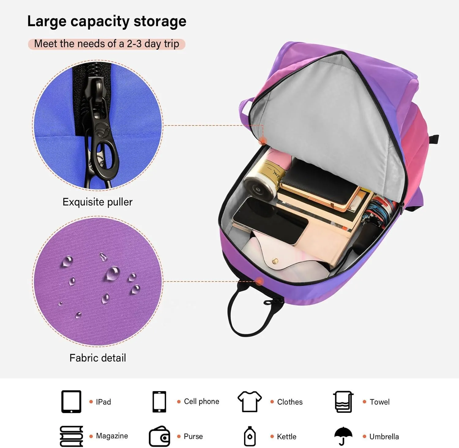 GAIGEO Pink Green Gradient Pickleball Bag, Large Space Pickleball Bags for Women, Durable Polyester, Printing Design