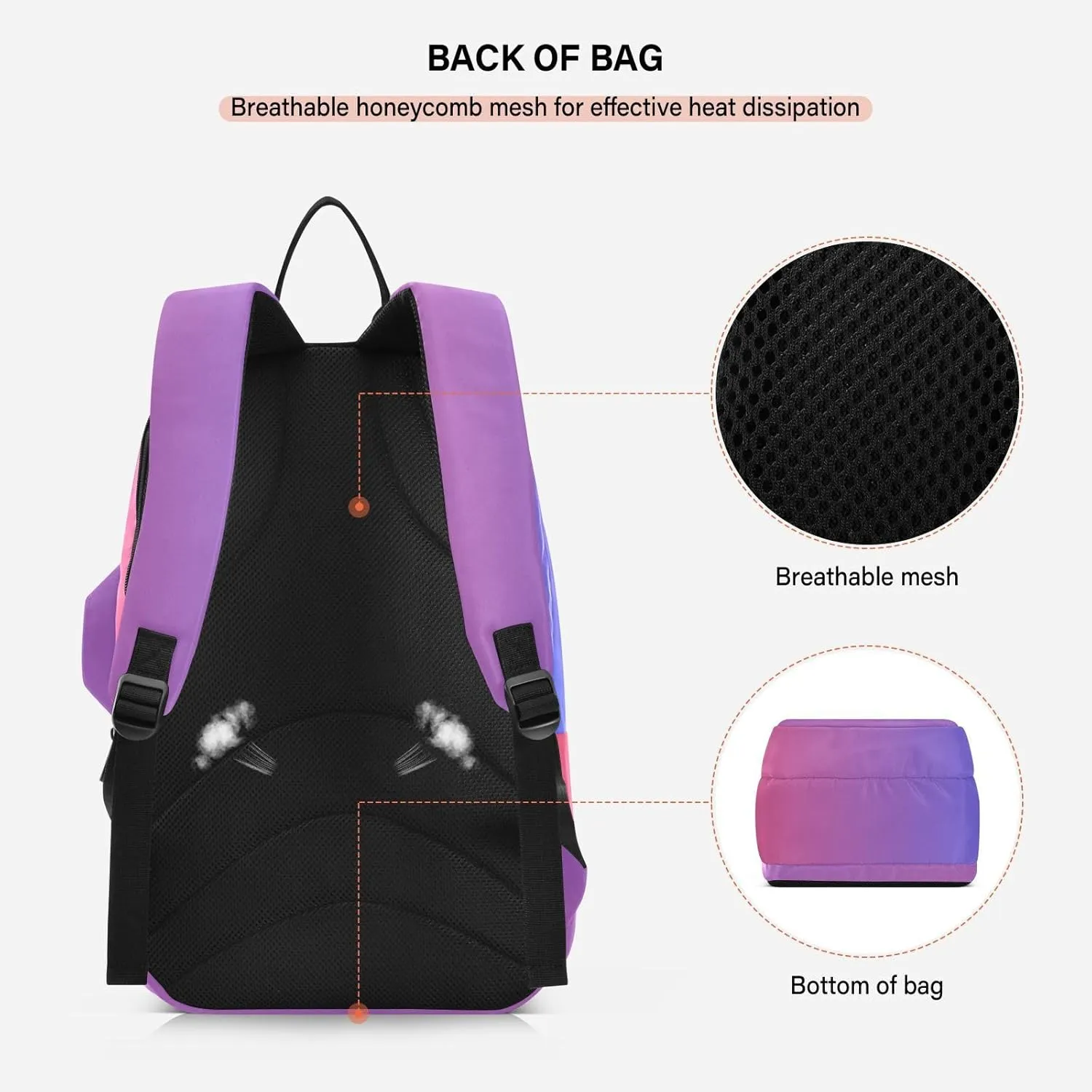 GAIGEO Pink Green Gradient Pickleball Bag, Large Space Pickleball Bags for Women, Durable Polyester, Printing Design