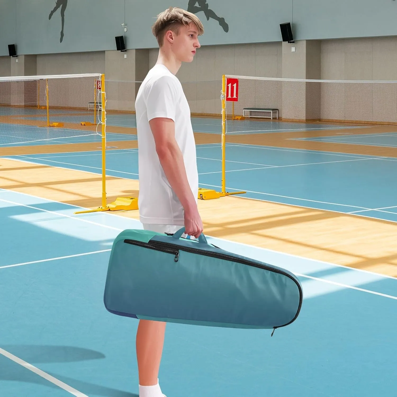 GAIGEO Turquoise Blue Purple Gradient Pickleball Bag, Large Capacity Gifts for Pickleball Lovers, Various Storage Methods