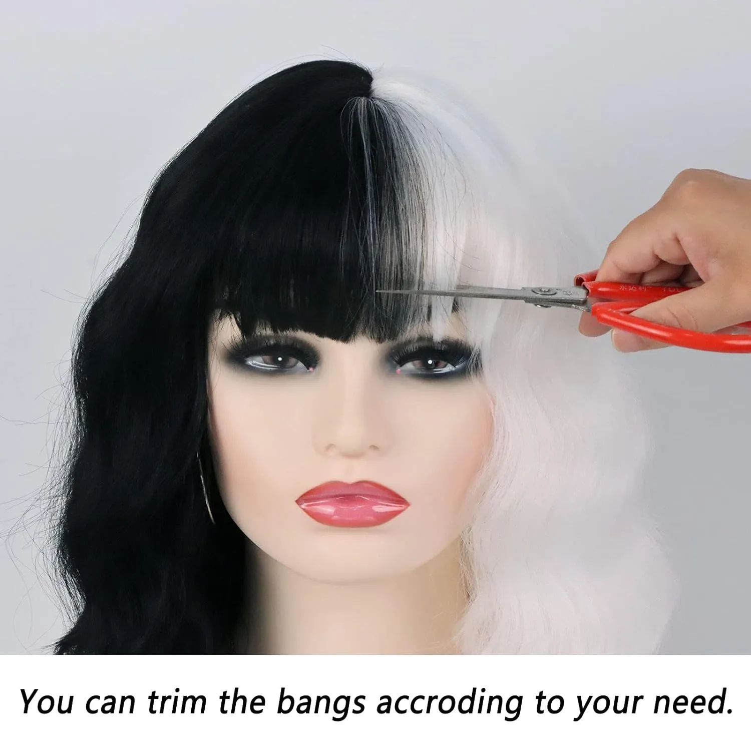 G&T Black and White Wigs for Women Costume Short Bob Wavy Curly Wigs for Women Shoulder Length Heat Resistant Synthetic Wigs for Party Cosplay Halloween