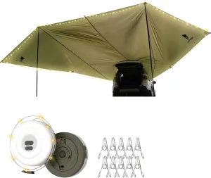 GEERTOP Large Car Awning Tarp for Camping Backpacking Tarp SUV Tailgate Truck Canopy Sun Shade Waterproof Outdoor Rear Vehicle Awning Shelter for Van, MPV, Campers