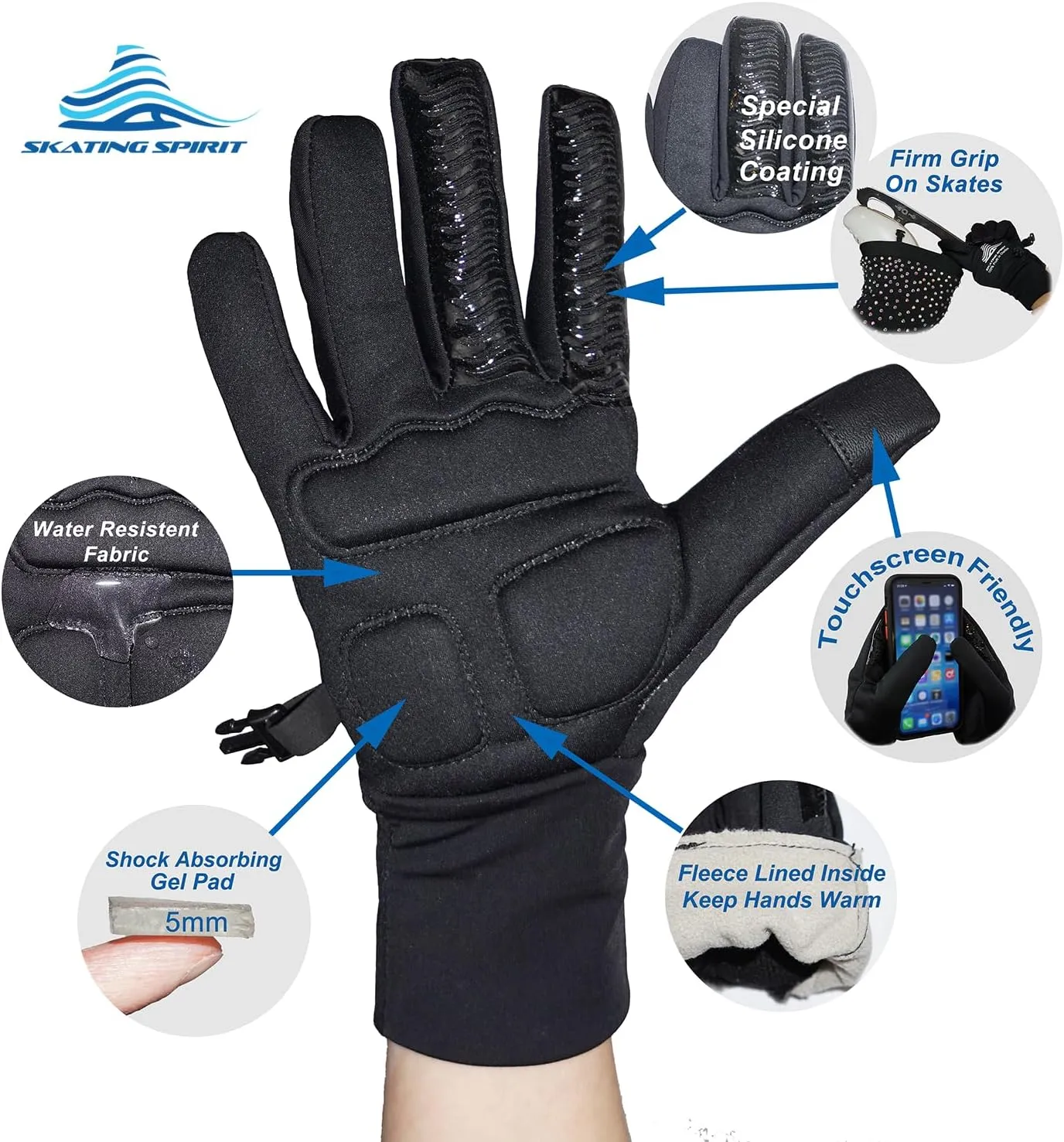 Gel Padded Palm Protection Gloves for Kids and Adults, Water Resistant Warm Touchscreen Non Slip