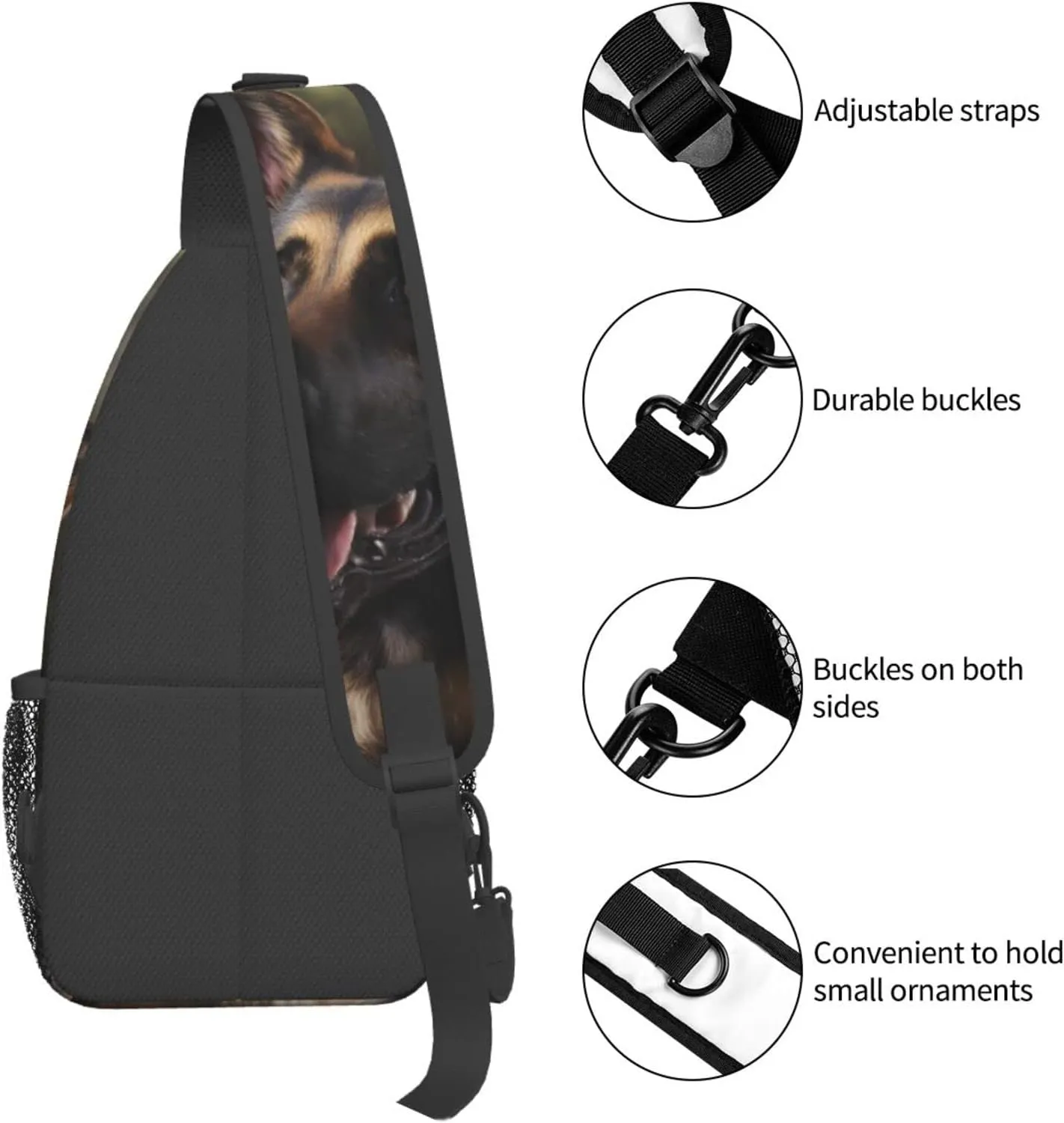 German-Shepherd Outdoor Cross-body Shoulder Bag, Unisex Backpack For Women Men Young Hiking Travel