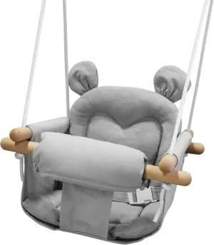 GFU Baby Swing, Canvas Baby Swings for Infants, Secure Baby Swing Outdoor, Toddler Swing for Indoors, Wooden Hanging Baby Swing Seat, Hammock for Tree and Backyard