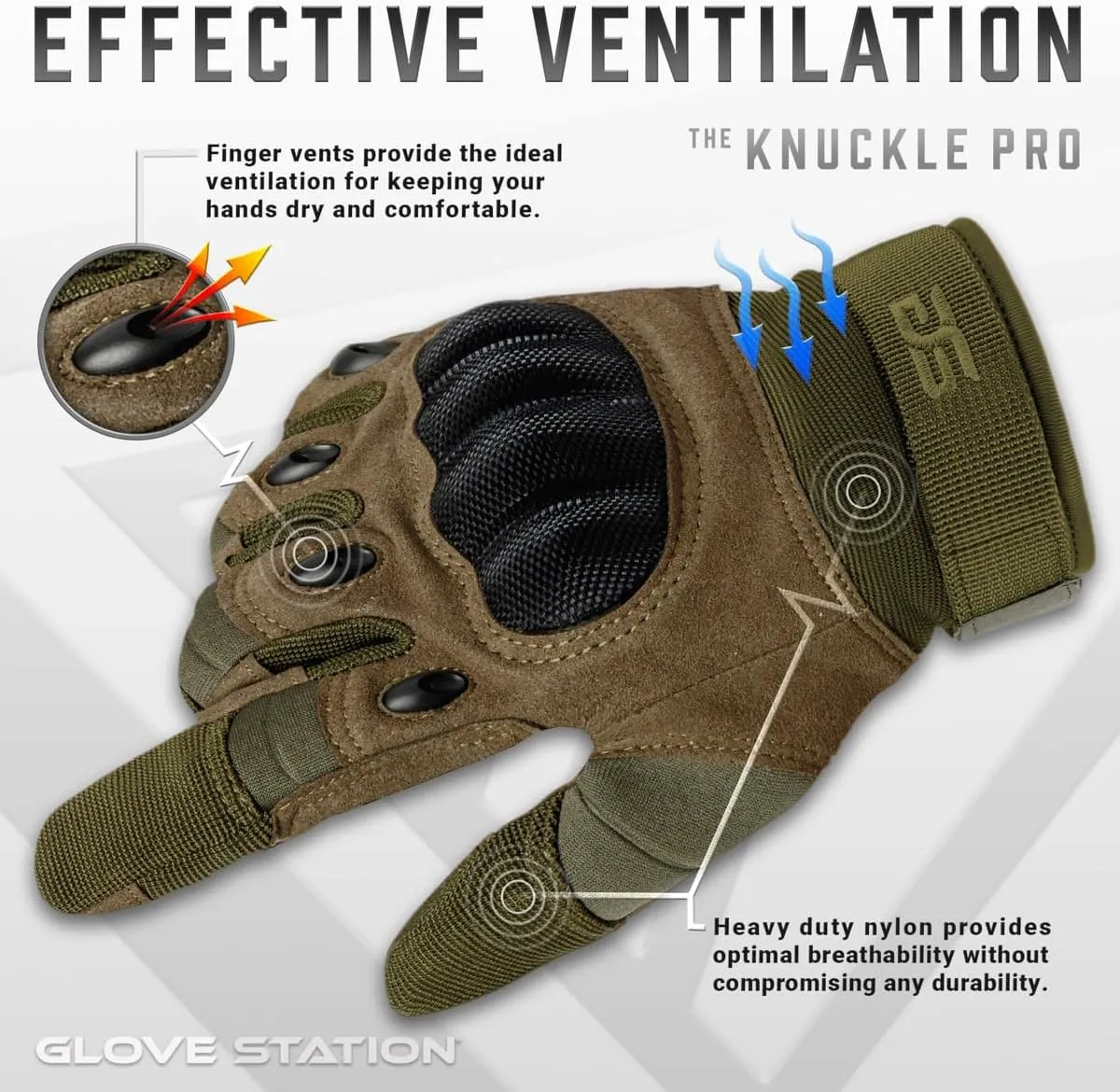 Glove Station - Tactical Shooting Hard Knuckle Gloves for Men and Woman with Touchscreen Fingers - Durable and Comfortable Hand-Gear for Outdoor Work Shooting and Hunting