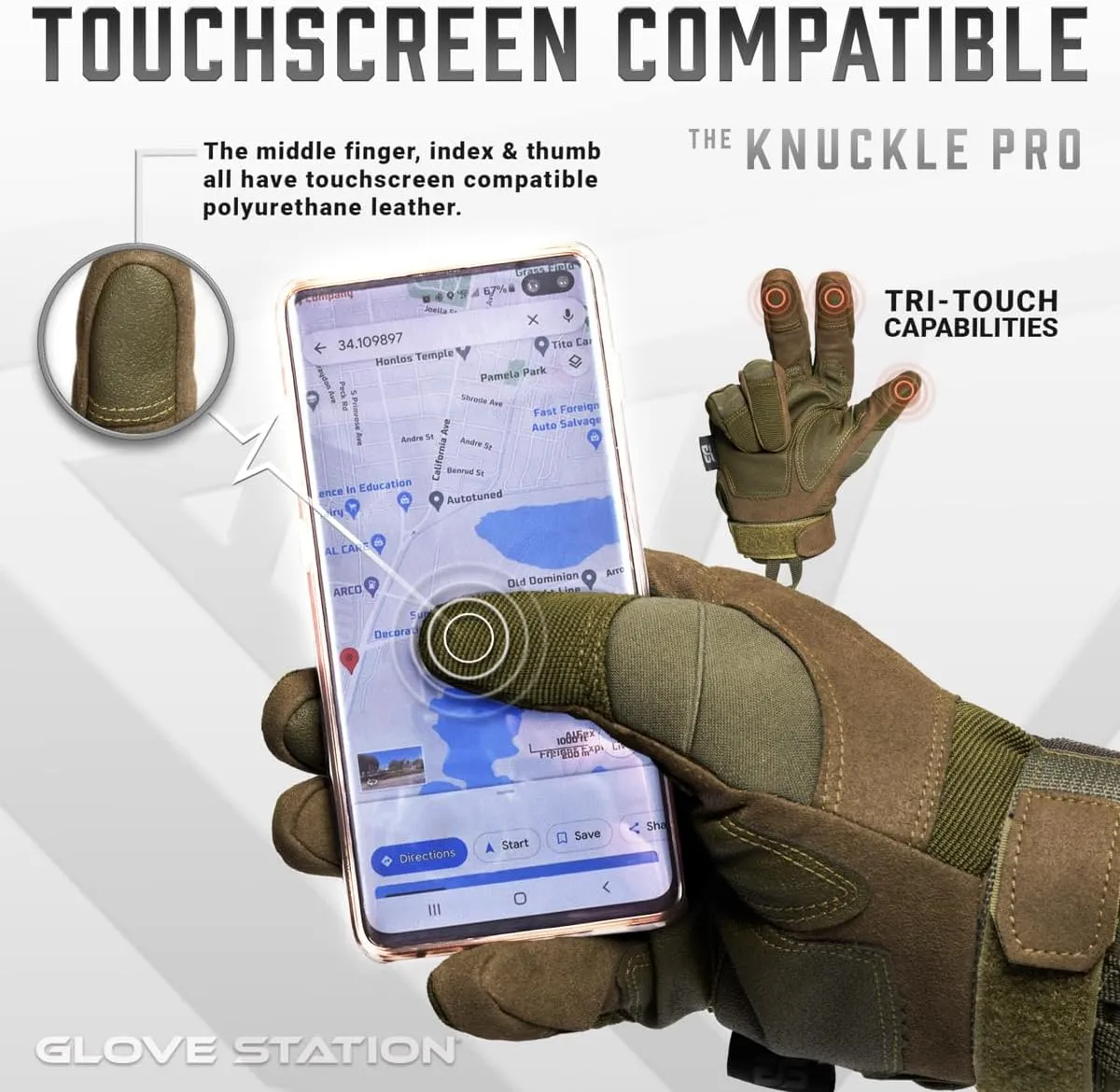 Glove Station - Tactical Shooting Hard Knuckle Gloves for Men and Woman with Touchscreen Fingers - Durable and Comfortable Hand-Gear for Outdoor Work Shooting and Hunting