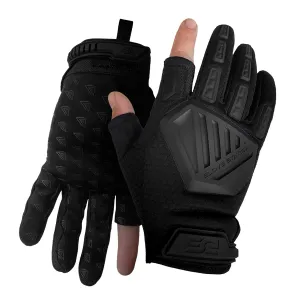 Glove Station The Shooter Work Tactical Gloves - Black (Large), Suede Leather Palm, Knuckle Protection for Men, 2 Fingerless Design for Paintball, Riding and Motorcycle Use