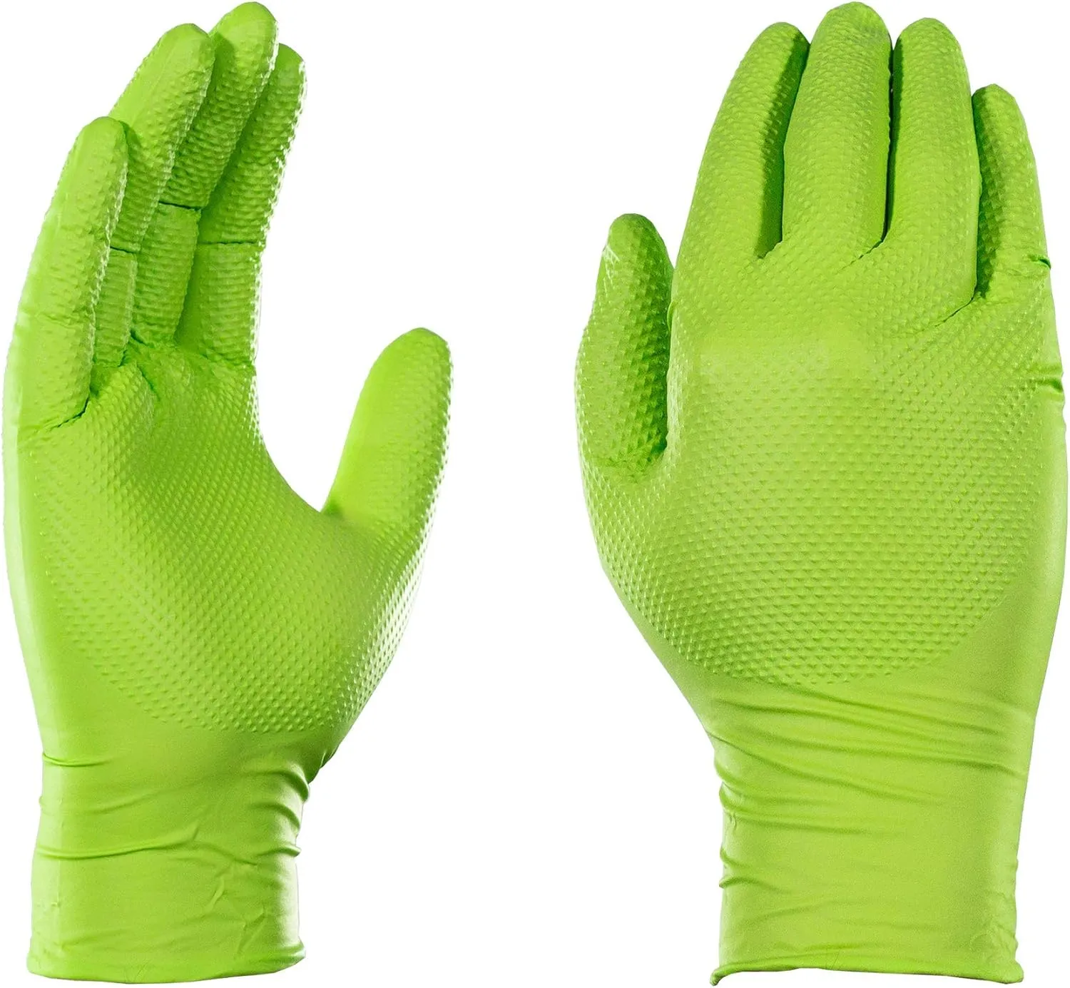 GLOVEWORKS HD Green Nitrile Gloves, 8 mil Nitrile Gloves Medium-XXL Sizes, Nitrile Disposable Gloves with Raised Diamond Grip