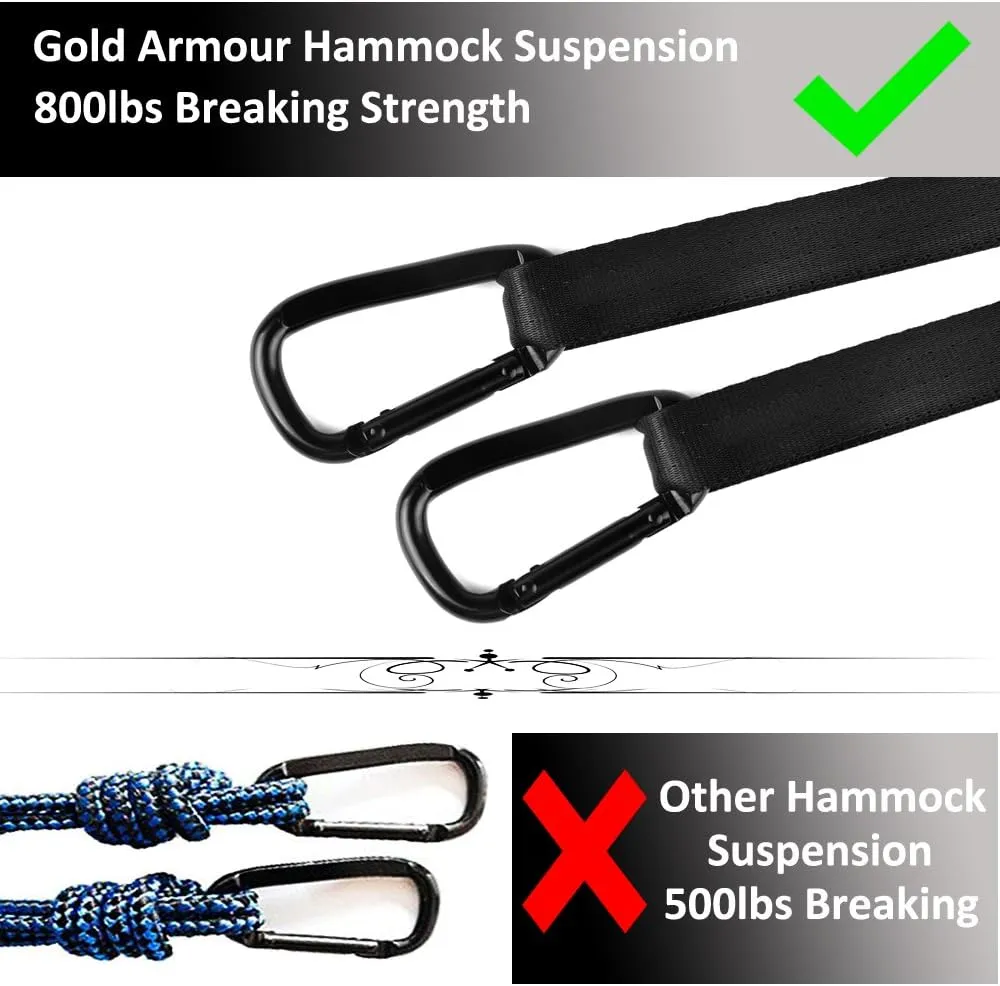Gold Armour Camping Hammock with Bug Net - XL Double Hammock Portable Hammock Camping Accessories Gear Mosquito Bug Net Set for Outdoor Indoor, USA Based Brand (Sky Blue & Gray)