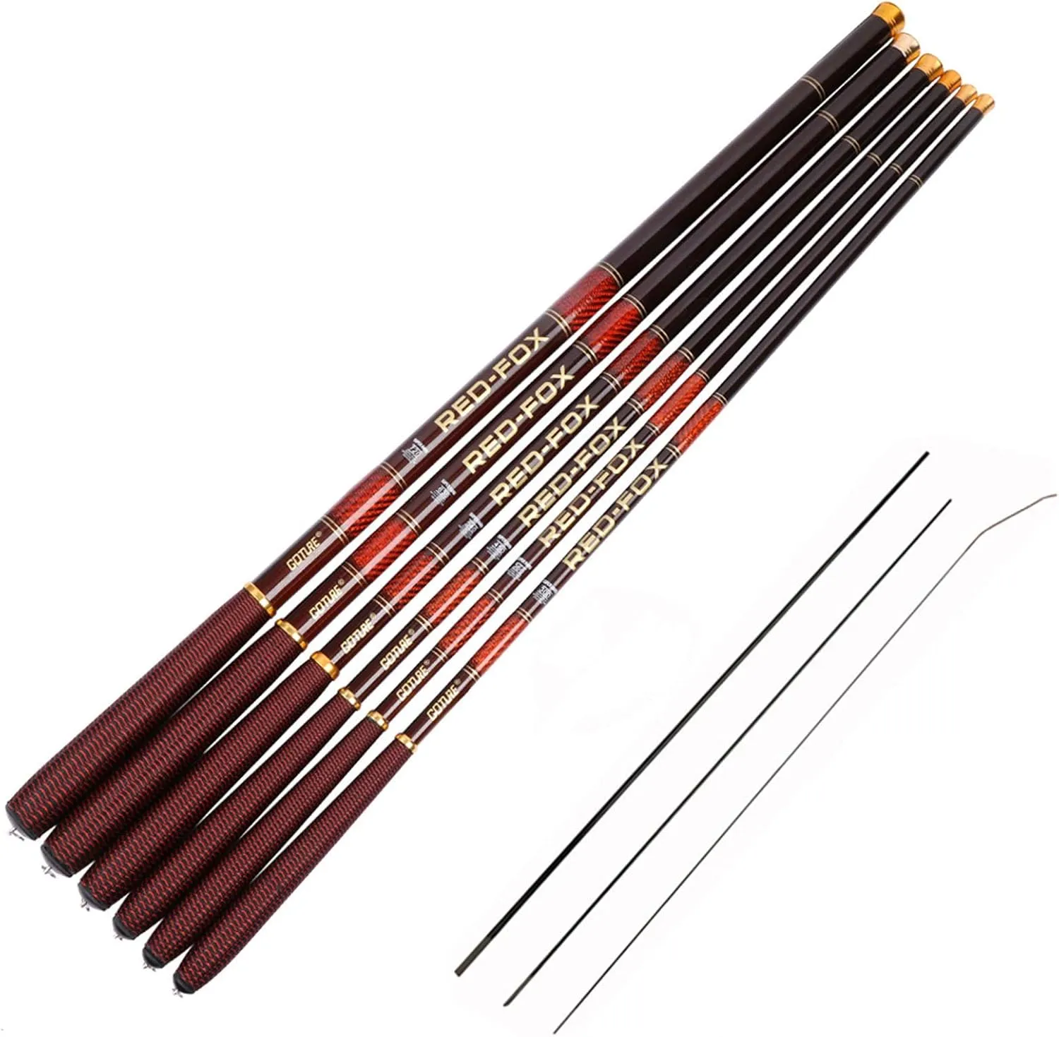 Goture//Telescopic Tenkara Fishing Rod//Ultralight Travel Fishing Rod,Portable Collapsible Bass Crappie Rod,1 Piece Carbon Fiber Inshore Stream Trout Pole 10 12 15 18 21 24 Free Tip Set(Top 3 Segment)