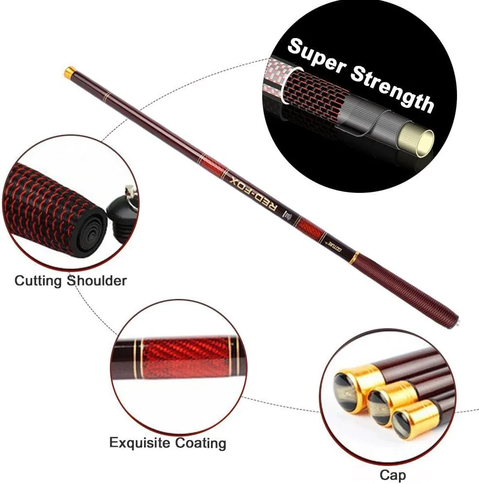 Goture//Telescopic Tenkara Fishing Rod//Ultralight Travel Fishing Rod,Portable Collapsible Bass Crappie Rod,1 Piece Carbon Fiber Inshore Stream Trout Pole 10 12 15 18 21 24 Free Tip Set(Top 3 Segment)