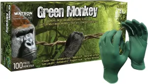Green Monkey Watson Gloves 4 MIL Disposable Nitrile Glove – Landfill Biodegradable, Powder-Free, 100 Gloves/Box