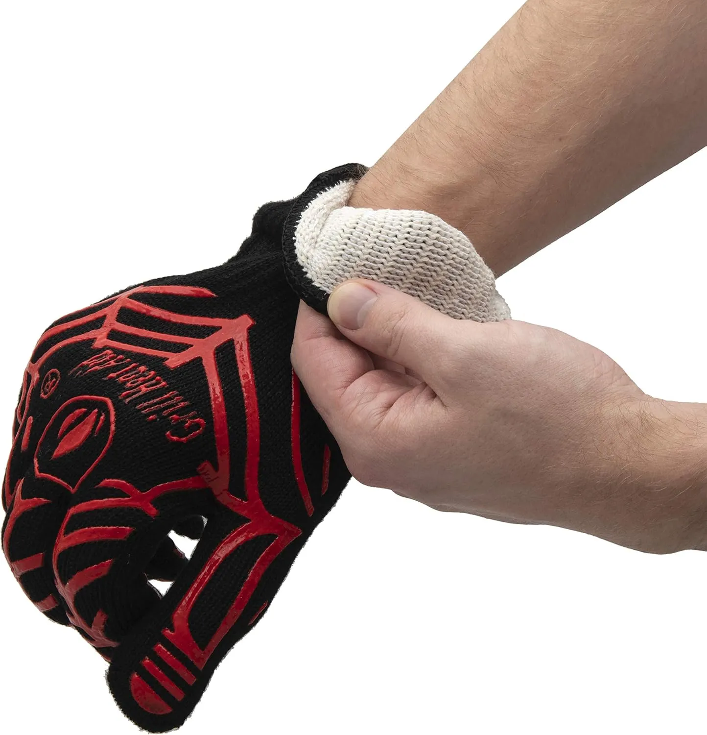GRILL HEAT AID Premium Grill Gloves Heat Proof for Grilling - BBQ Gloves 1472°F Heat-Resistant Oven Mitts with Fingers for Cooking, Baking Pizza in Oven, Fire Gloves for Barbecue, Smoker, Campfire