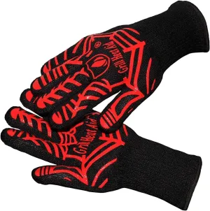 GRILL HEAT AID Premium Grill Gloves Heat Proof for Grilling - BBQ Gloves 1472°F Heat-Resistant Oven Mitts with Fingers for Cooking, Baking Pizza in Oven, Fire Gloves for Barbecue, Smoker, Campfire