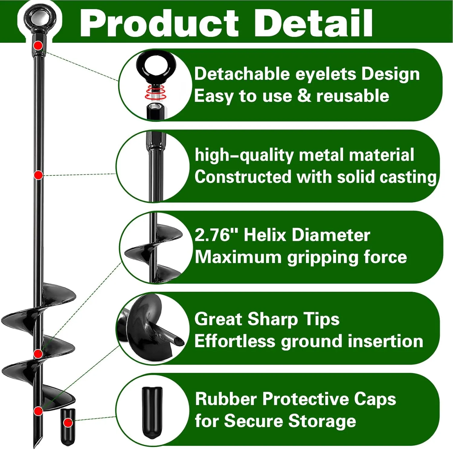 Ground Anchors Heavy Duty, Swing Set Anchor Kit 18 Inch 8 Pack Screw in Earth Anchors Trampoline Stakes High Wind Metal Auger Anchor for Shed Tent Carports Securing Animals Camping Mobile Home