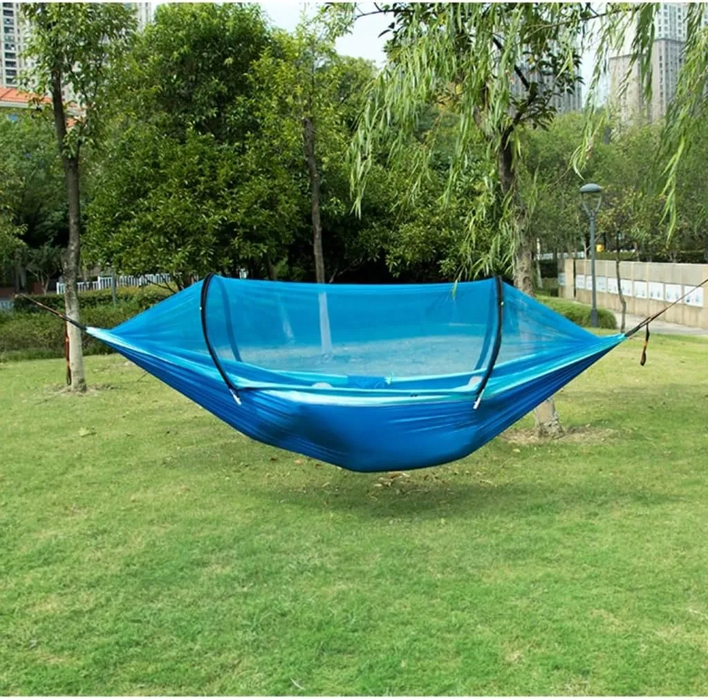 Hammock Hammock Automatic Quick Opening Anti-Mosquito and Anti-Rollover Double Portable Swing with Mosquito Net Hammocks for Outside(Green)