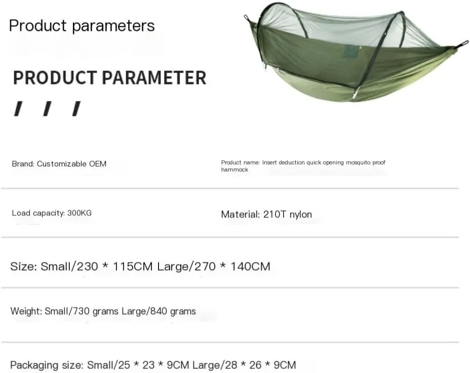Hammock Hammock Automatic Quick Opening Anti-Mosquito and Anti-Rollover Double Portable Swing with Mosquito Net Hammocks for Outside(Green)