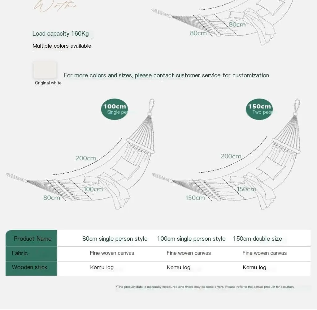 Hammock Hammock Outdoor Single Double Anti-Rollover Portable Camping Outdoor Detachable and Washable Hanging Chair Hammocks for Outside(B)