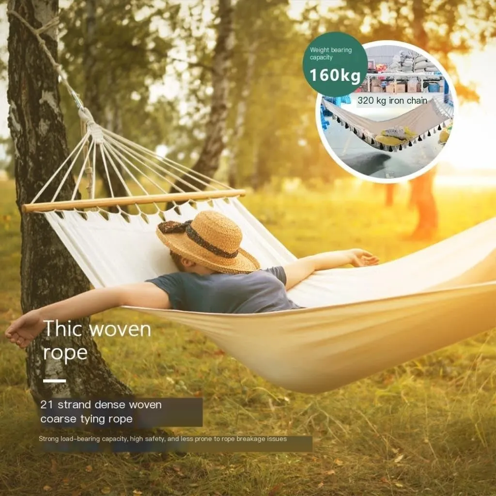 Hammock Hammock Outdoor Single Double Anti-Rollover Portable Camping Outdoor Detachable and Washable Hanging Chair Hammocks for Outside(B)