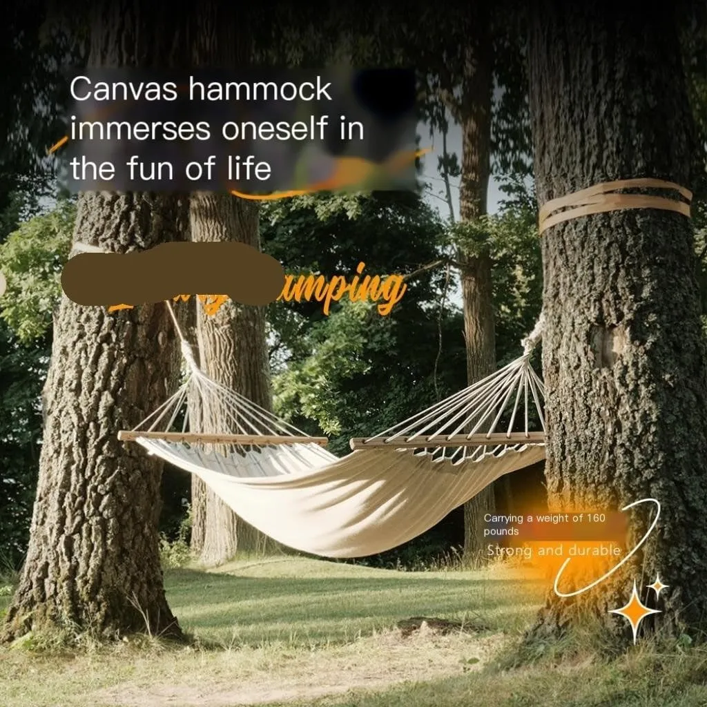 Hammock Hammock Outdoor Single Double Anti-Rollover Portable Camping Outdoor Detachable and Washable Hanging Chair Hammocks for Outside(B)