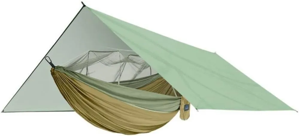 Hammock Outdoor Mosquito Net Hammock Anti-Mosquito Canopy Tent Set Waterproof Portable Sunshade Camping Outdoor Hammocks for Outside(Yellow,Large)