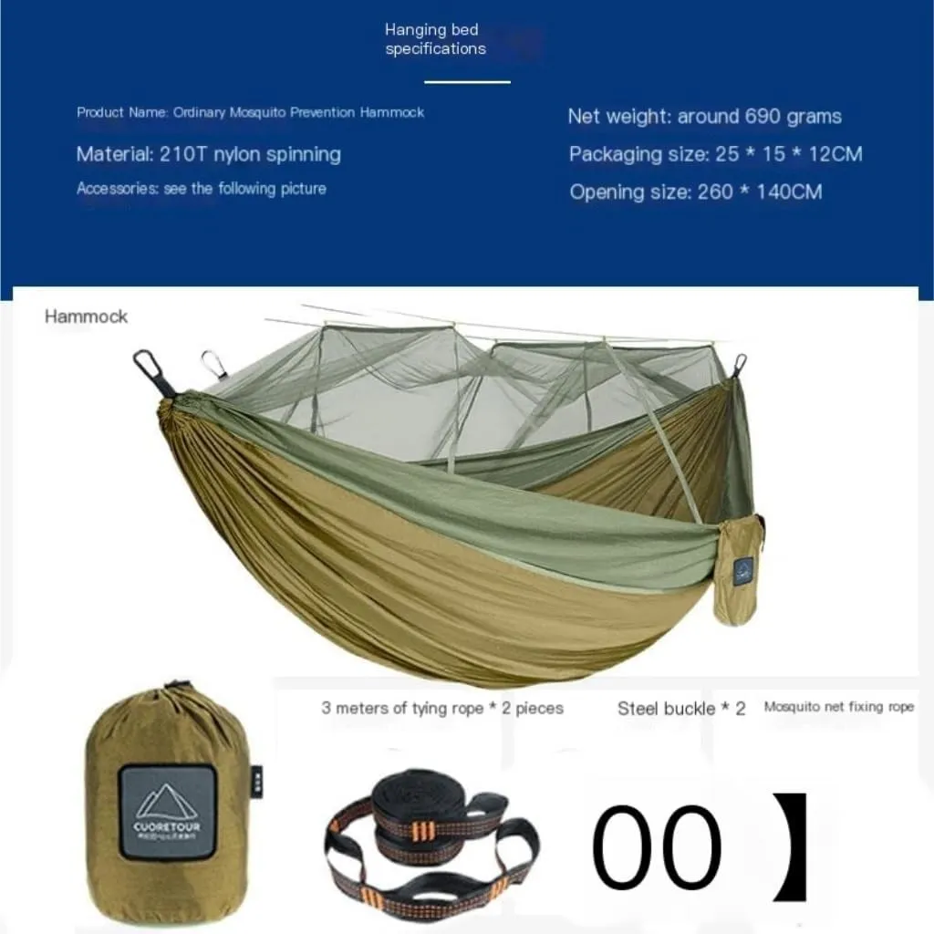 Hammock Outdoor Mosquito Net Hammock Anti-Mosquito Canopy Tent Set Waterproof Portable Sunshade Camping Outdoor Hammocks for Outside(Yellow,Large)