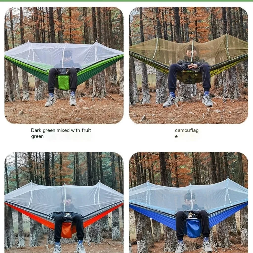 Hammock Outdoor Mosquito Net Hammock Nylon Spun Indoor and Outdoor Hammock Portable Camping Outdoor Supplies Hammocks for Outside(Orange)