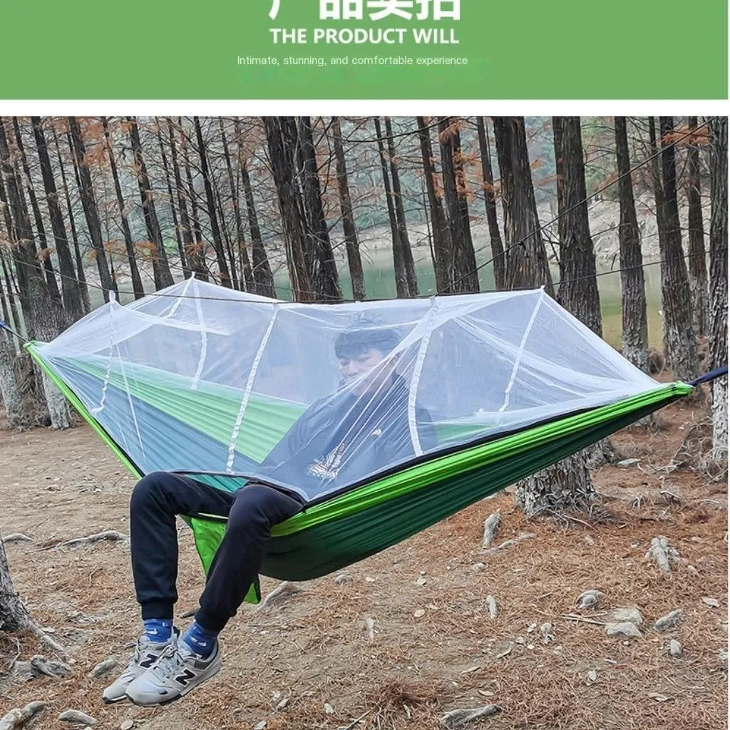 Hammock Outdoor Mosquito Net Hammock Nylon Spun Indoor and Outdoor Hammock Portable Camping Outdoor Supplies Hammocks for Outside(Orange)