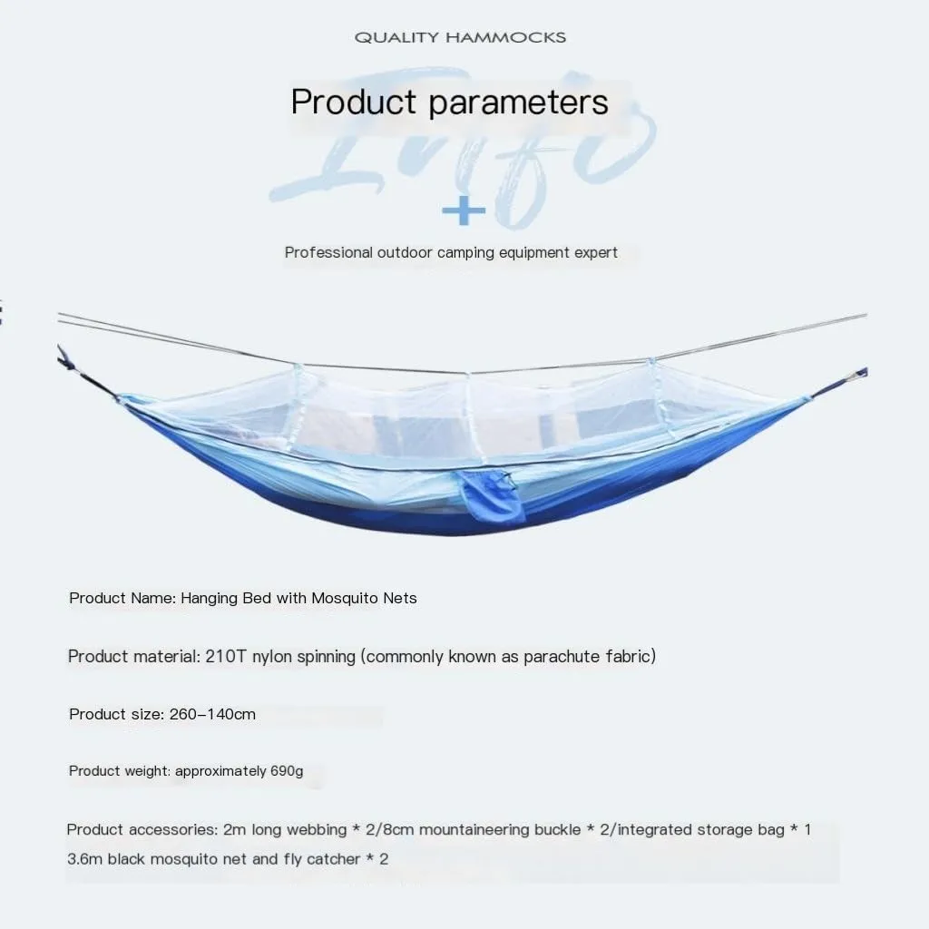 Hammock Outdoor Portable Camping Single Double Mosquito Net Hammock Anti-Mosquito Camping Mesh Mosquito Net Hammock Hammocks for Outside(A)