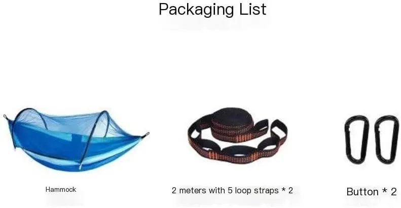 Hammocks Outdoor Anti-Mosquito Hammock Automatic Quick Opening with Mosquito Net Parachute Cloth Single Double Portable Camping Hammocks(A)