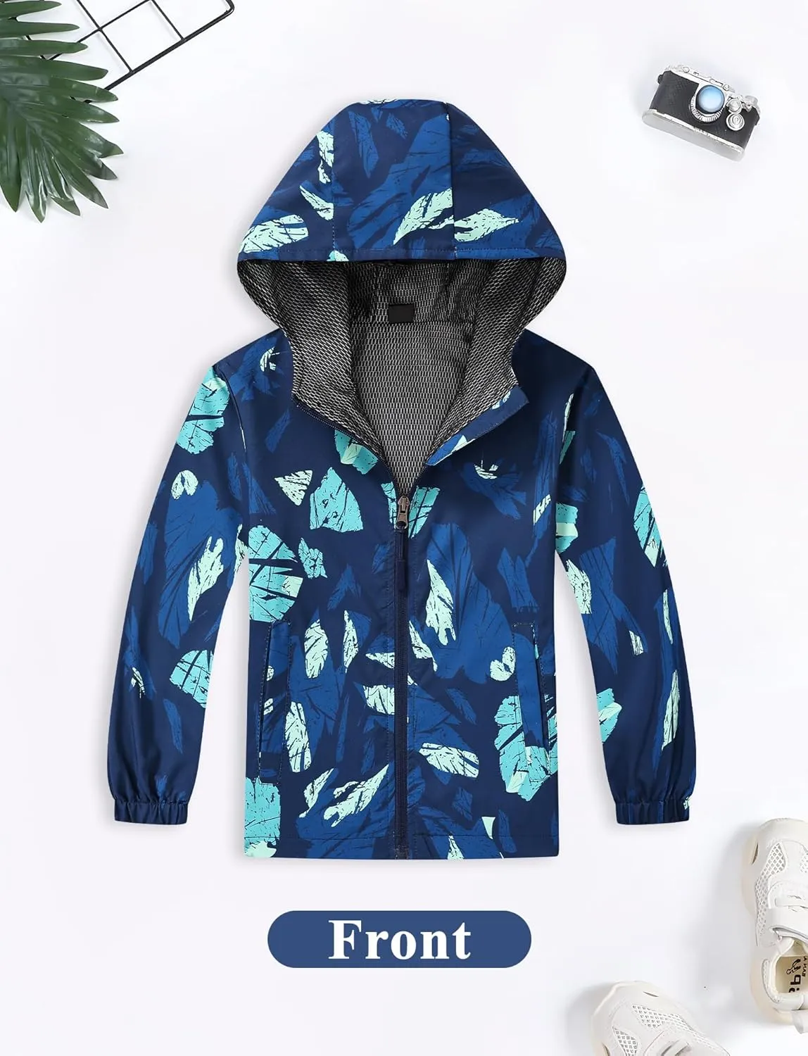 Happy Cherry Boys Girls Waterproof Jacket with Mesh Lining - Children's Windbreaker Raincoat Lightweight, Breathable