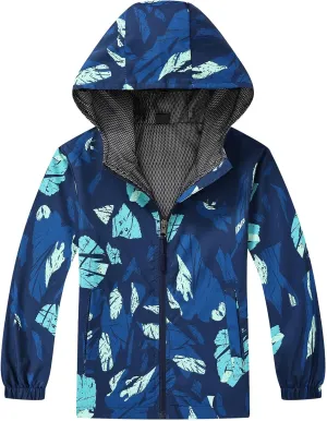 Happy Cherry Boys Girls Waterproof Jacket with Mesh Lining - Children's Windbreaker Raincoat Lightweight, Breathable