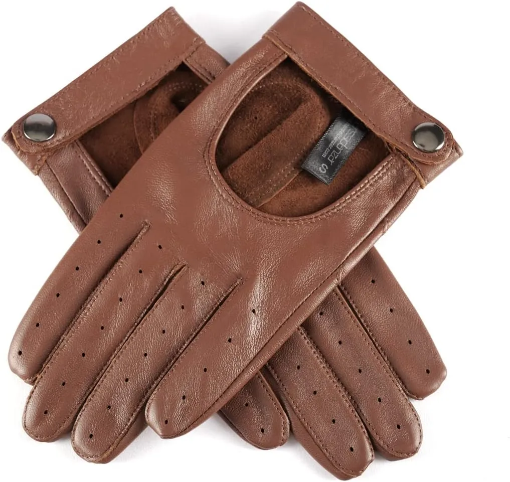 Harssidanzar Leather Driving Gloves For Womens,Touchscreen Texting Unlined Thin Sheepskin Dress Leather Gloves KL021