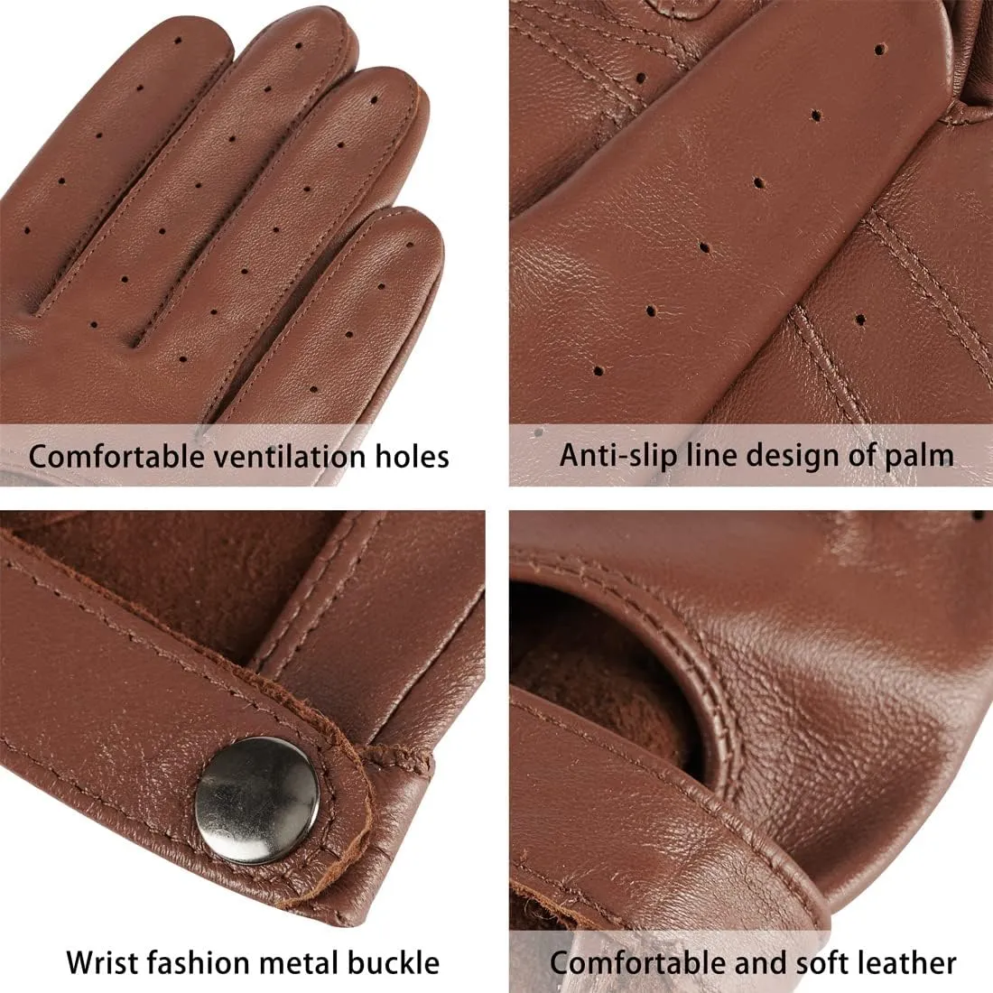 Harssidanzar Leather Driving Gloves For Womens,Touchscreen Texting Unlined Thin Sheepskin Dress Leather Gloves KL021